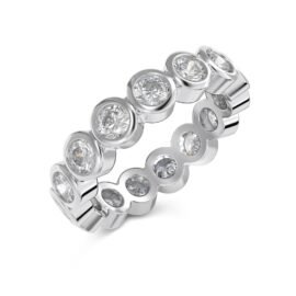 Classic 925 Sterling Silver Jewelry Pave Setting Full Moissanite Diamond Eternity Ring For Women