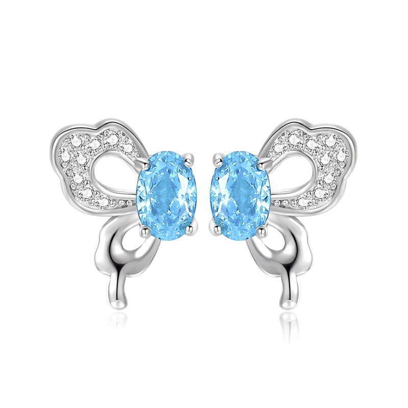 925 Sterling Silver Zirconia Butterfly Earrings