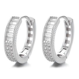 925 Sterling Silver Hoop Zirconia Earrings