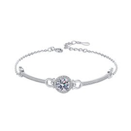 Round Wedding Women’s Classic 925 Sterling Silver Jewelry Crystal Mosonite Bracelet