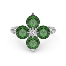 925 Sterling Silver Clover Pink and Green Ring, Perfect Combination of Elegance and Luxury