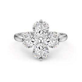 925 sterling silver four-leaf clover white zirconia ring, the perfect combination of elegance and luxury