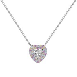 Colorful Zircon Heart Sparkling Elegant-925 Sterling Silver Zircon Necklace