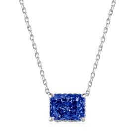 925 Sterling Silver Square Zirconia Pendant Necklace