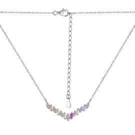 925 Sterling Silver Rainbow Delicate V Pendant Necklace