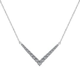 925 Sterling Silver V Pendant  Ladies Necklace.