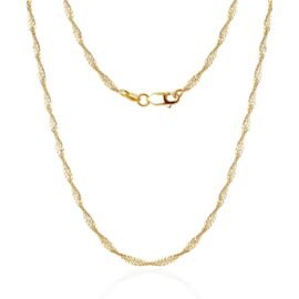 Gold and Silver Singapore Necklace 2-5mm 16 inches – 30 inches Elegant Gold-Plated Necklace – Timeless Design and Premium Quality