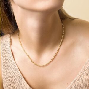 Gold and Silver Water Wave Necklace 2-5mm 16 inches - 30 inches