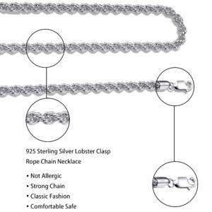 Silver Rope Chain. 3mm-5mm