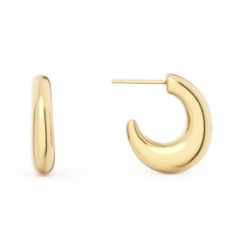 14K Gold Plated Huggie Earrings, Dome Hoop Earrings for Women, Statement Chunky Earrings Gifts for Women