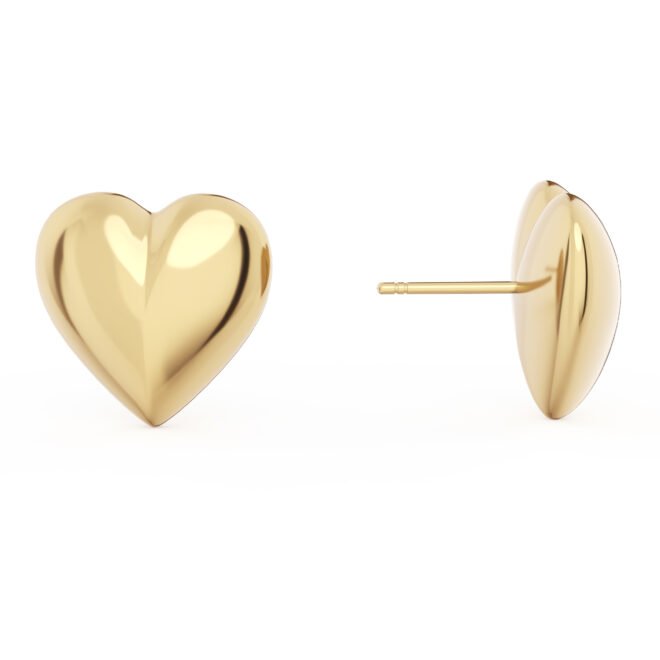 14k Gold Plated Heart Shape Stud Earrings