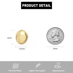 14K Gold Plated Vintage Dome Retro Rounded Button Half Ball Stud Earrings for Women, Fashion Vintage Polished Drop Earrings for Party Jewelry (Style 2)