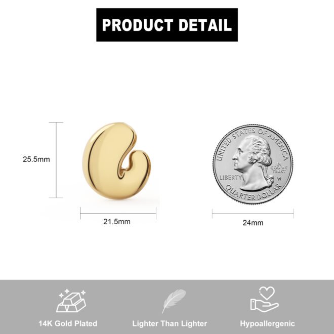 14K Gold Plated Regular Chunky Statement Earrings for Women Trendy, Lightweight Chunky Hoops Earrings, Hypoallergenic Jewelry Gifts for Women (Style 3)