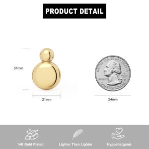 14K Gold Plated Chunky Drop Dangle Door Knocker Earrings for Women, Oval Pull Huggie Hoop Earrings Simple Everyday Jewelry Gifts (Style 2)