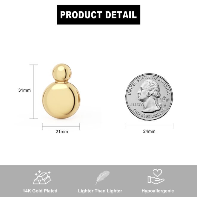 14K Gold Plated Chunky Drop Dangle Door Knocker Earrings for Women, Oval Pull Huggie Hoop Earrings Simple Everyday Jewelry Gifts (Style 2)