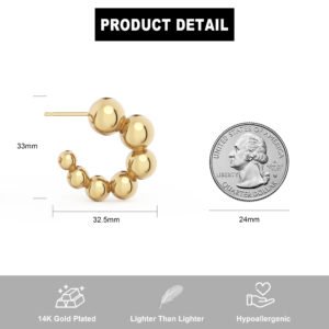 14K Gold Plated Chunky Gold Hoop Earrings for Women, Lightweight Open Hoops, Hypoallergenic Jewelry Gifts for Women (Style 5)